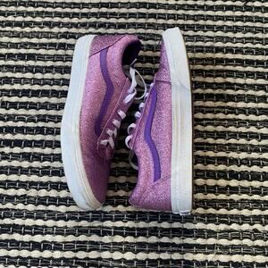 🌿Vans Girls Ward Low Top Purple Glitter Lace Up Sneakers 6